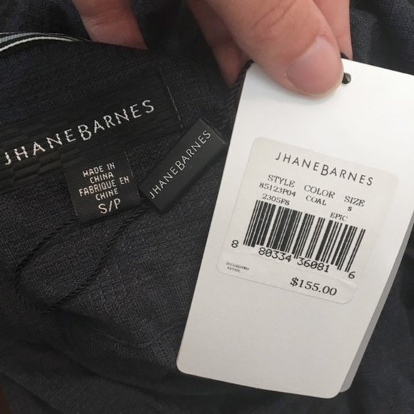 New $155 Vintage Jhane Barnes Silk Polo Shirt!  Sm  Gray Hint of Blue  Textured - Picture 3 of 3
